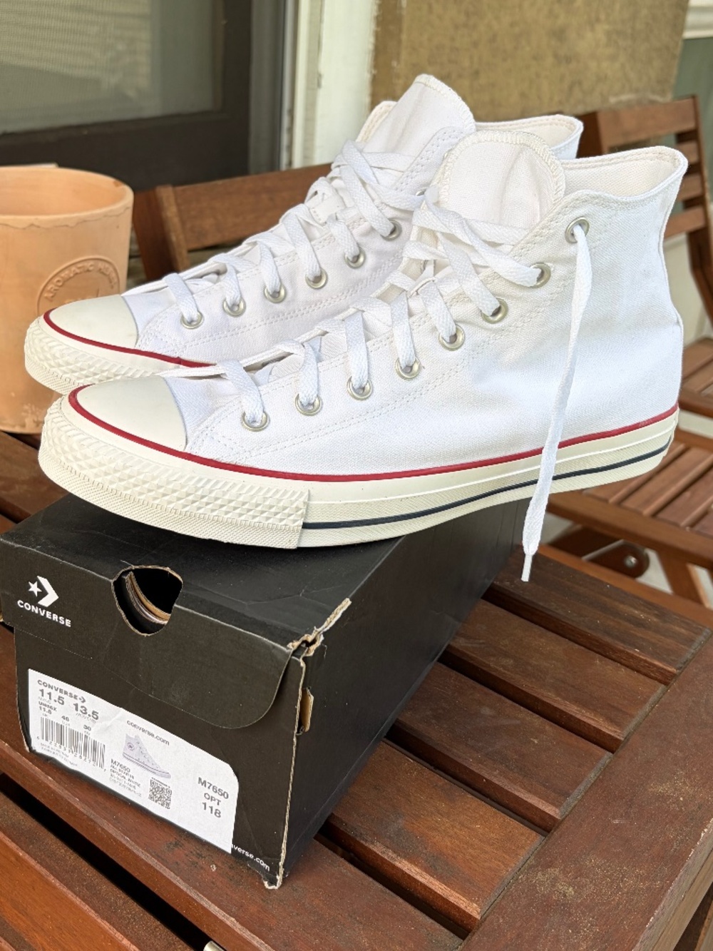 Converse White and Red High-Tops